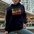 thumbnail image 2 of Dope Black Nurse, African American Themed, Groovy Retro Wavy Text Merch Gift, Navy Blue Hooded Sweatshirt or Hoodie, 3XL, 2 of 5