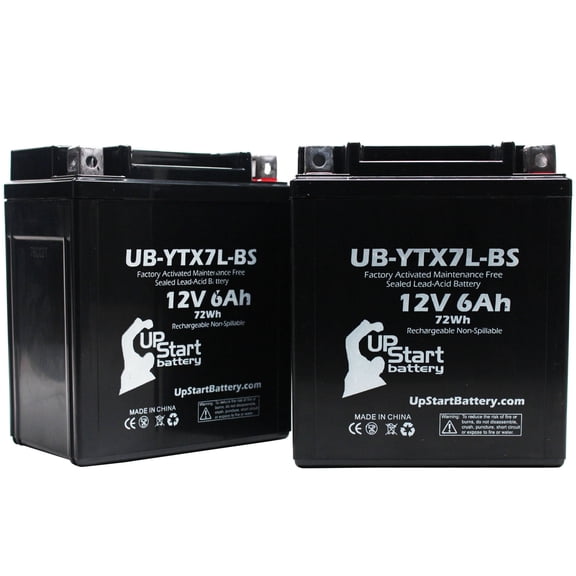 2-Pack UpStart Battery Replacement 2003 Suzuki GZ250 250CC Factory Activated, Maintenance Free, Motorcycle Battery - 12V, 6Ah, UB-YTX7L-BS