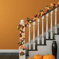 thumbnail image 6 of Halloween Artificial Maple Leaf Garland with Pumpkins and Sunflowers 66.7 inch Fall Vine for Stair Railing Mantle Door Table Harvest Festival Autumn Decor, 6 of 6