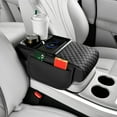 thumbnail image 1 of Car Armrest Riser Pad with Wireless Charging, Nappa Leather Console Organizer, Dual Cup Holders, Side Pocket Storage for Enhanced Driving Comfort & Phone Power, 1 of 8