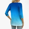 thumbnail image 4 of ZUKMRJPC Women's Casual 3/4 Sleeve T Shirts Gradient Color Button V Neck Tunic Shirts Loose Fit Comfortable Cotton Basic Tee Tops, 4 of 9