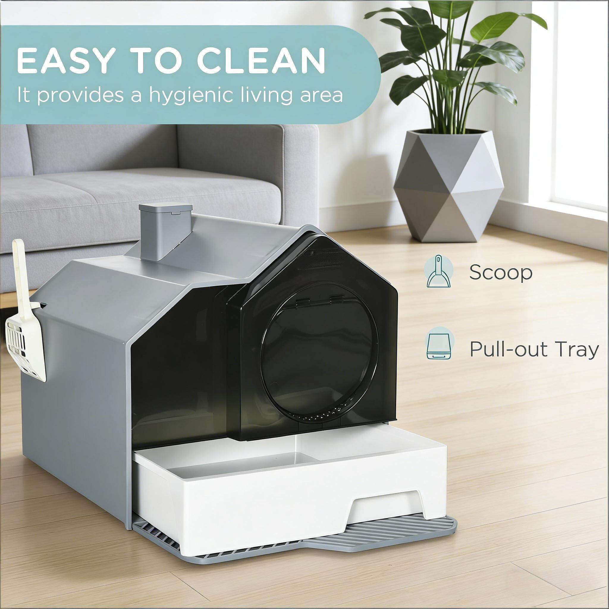 Orthopedic Dog Bed, Easy to Clean Cat Litter Box,Hooded Cat Litter Box, Black+ Gray,White Dog Bed,Abs,Polypropylene Cat Bed, Pet Supplies Pet Beds & Furniture