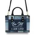 thumbnail image 3 of Customized Leather Handbags For Women - Christmas Gifts For Women - Christian Gift, Be Still Background, Custom Name Bag, 3 of 8