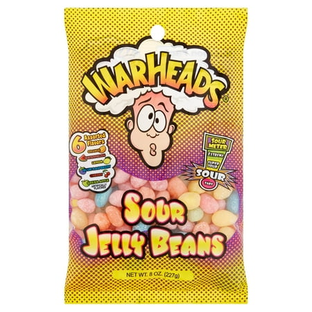 Bean Jelly - Warheads, 6 Assorted Flavors Sour Jelly Beans, 8 Oz
