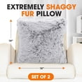 thumbnail image 3 of Cheer Collection Set of 2 Shaggy Long Hair Throw Pillows - Gray, 3 of 5