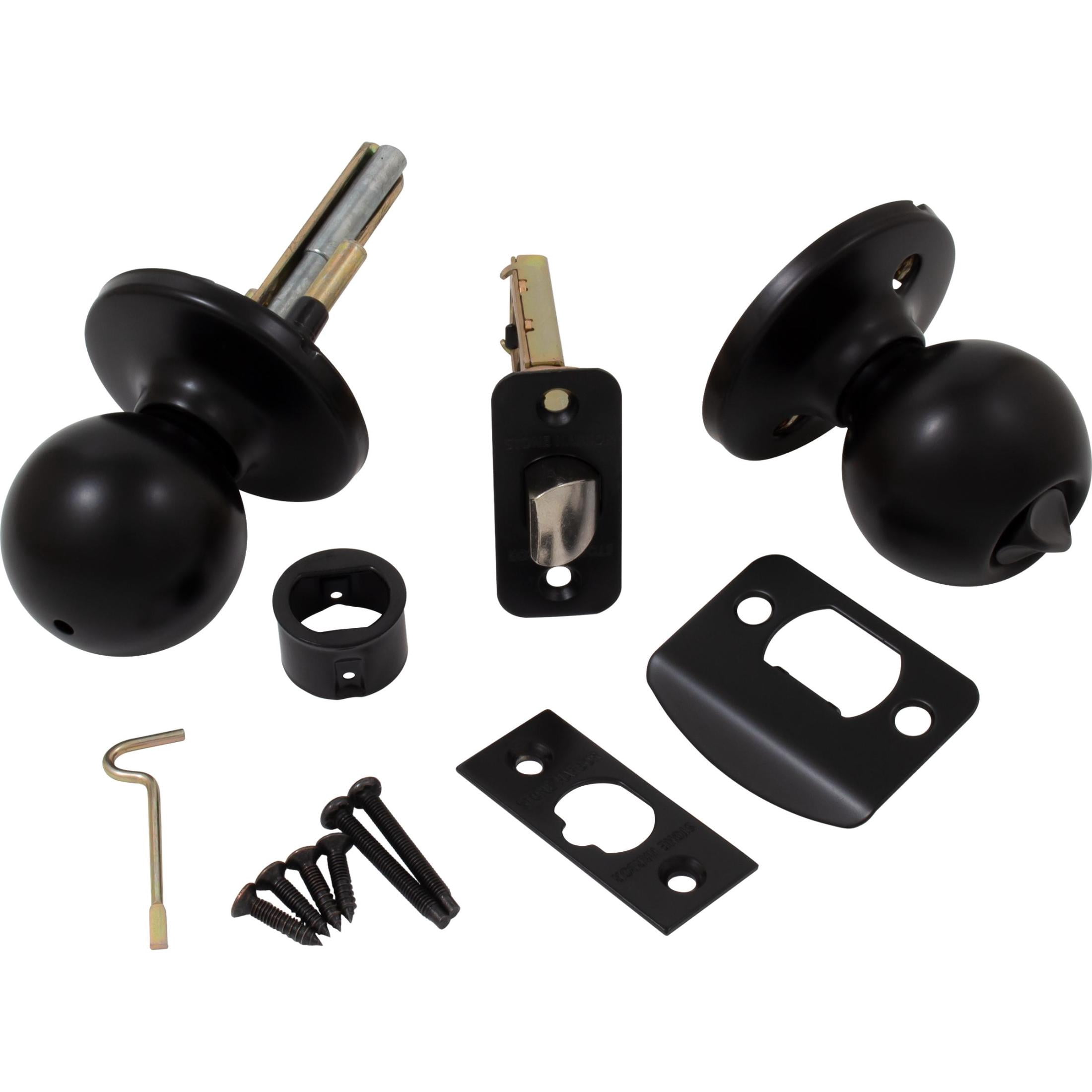 Stone Harbor Hardware Ball Door Knob, Privacy (Bed/Bath) Function, Matte Black
