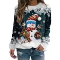 thumbnail image 3 of Sudadera con estampado de muñeco de nieve de Navidad para mujer, Jersey informal de manga larga con cuello redondo, talla grande, otoño e invierno, 2023, 3 of 5