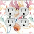 thumbnail image 1 of Metal Light Switch Wall Plate Outlet Cover (Colorful Ocean Sea Coral Reef Shell Clam White - Double Duplex), 1 of 2