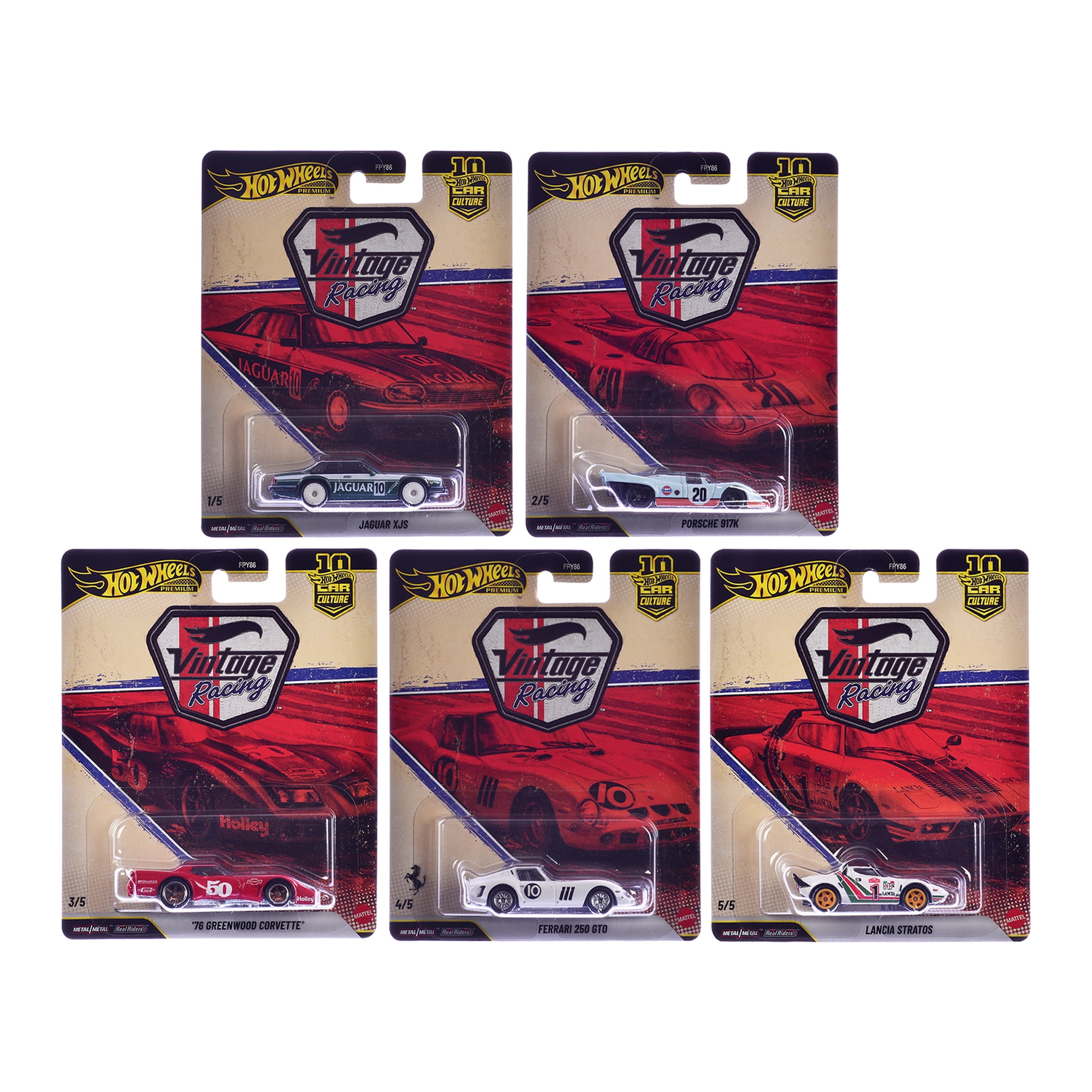 "Vintage Racing" 5 piece Set "Car Culture" 2026 Series T Diecast Model Cars by Hot Wheels