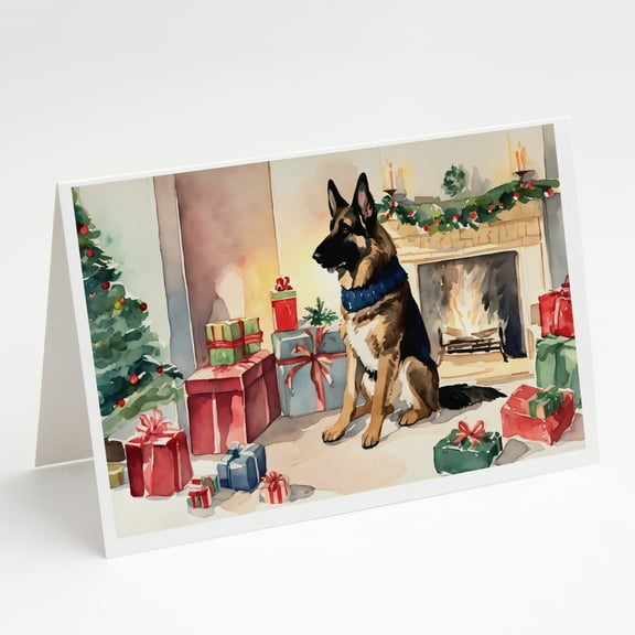 German Shepherd Christmas Greeting Cards and Envelopes Pack of 8 7 in x 5 in
