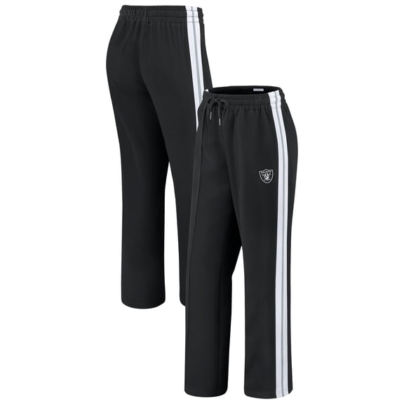 Women's WEAR by Erin Andrews Black Las Vegas Raiders Color-Block Straight Leg Pants