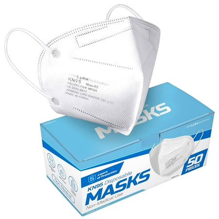 Lyka Distribution KN95 Face Masks - 50 Pack - 5 Layer Protection Breathable Face Mask - Filtration>95% with Comfortable Elastic Ear Loop , Non-Woven Polypropylene Fabric