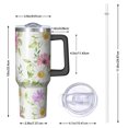 thumbnail image 2 of Sunflower 40oz Tumbler with Handle and Straw, Large Capacity Travel Cup for Hot & Cold Drinks, Double Walled Vacuum Insulated Cup, Butterfly Lover Birthday Gifts for Women Girls, Spring, 2 of 6