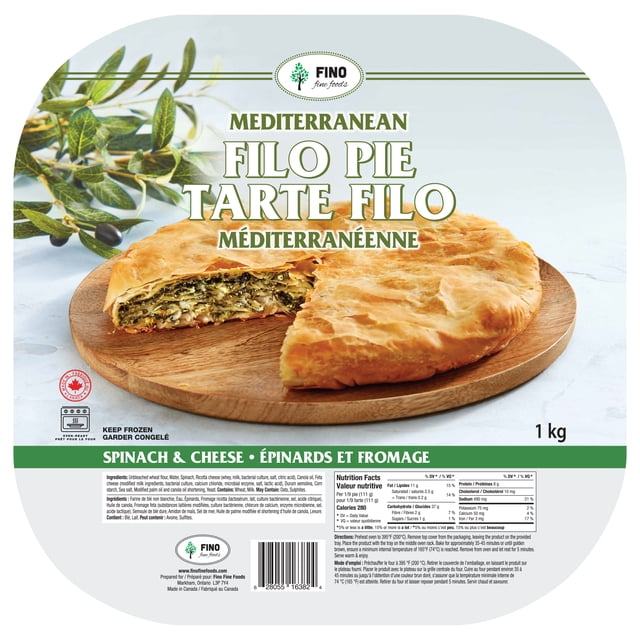 Fino Fine Foods Mediterranean Pie Spinach & Cheese 1/Kilogram, Mediterranean Filo Pie Spinach & Cheese