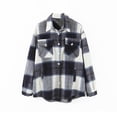 thumbnail image 3 of Women Plaid Button Down Jacket Long Sleeve Loose Coat Lapel Outwear with Pocket, 3 of 6