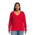 thumbnail image 3 of Terra & Sky Women’s Plus Size Waffle V-Neck Tee, 2-Pack, 3 of 6