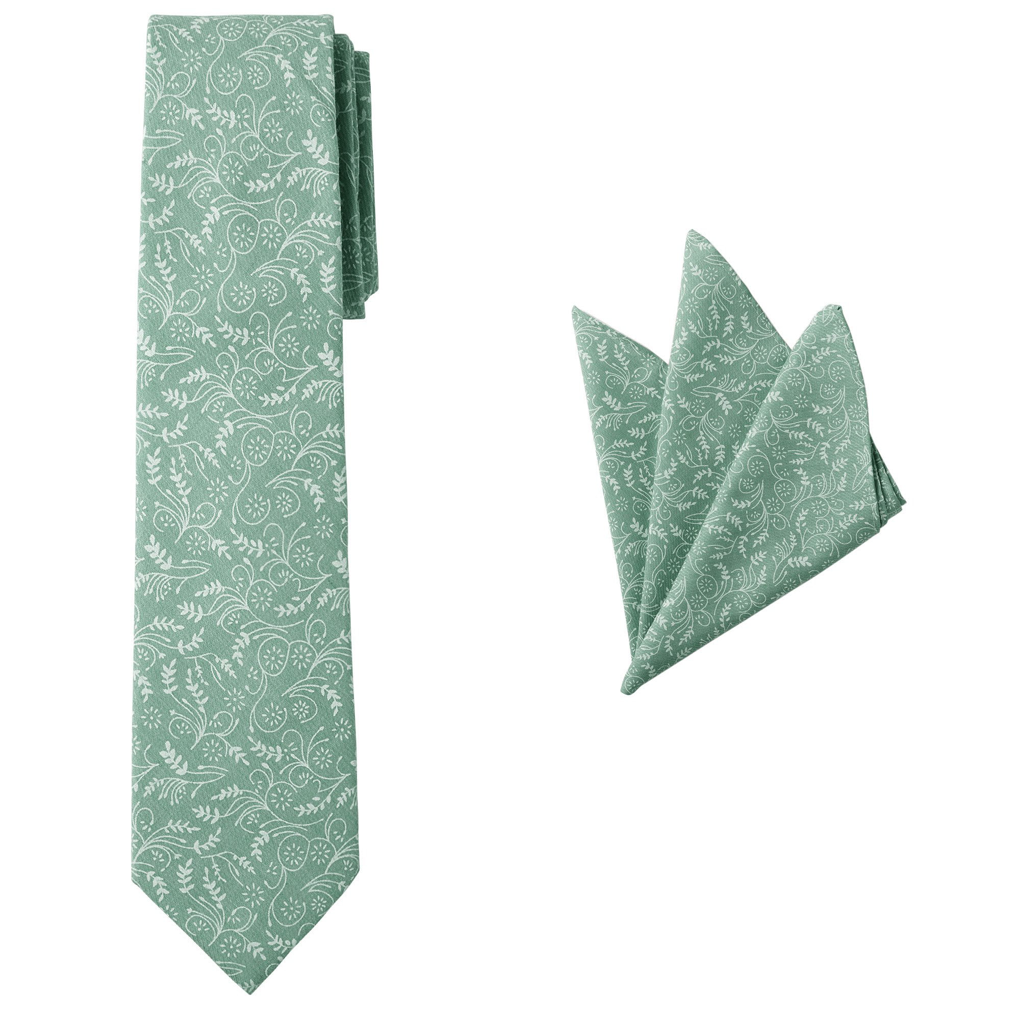 Jacob Alexander Mens Floral Pocket Square Handkerchief Dusty Sage