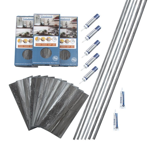 Palisade 23.2 in. x 11.1 in. Tile Shower and Tub Surround Kit in Prado Granite