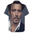thumbnail image 6 of Johnny Depp Casual Short Sleeve Shirt Lapel Collar Shirt Summer Beach Shirt XS, 6 of 8