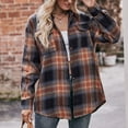 thumbnail image 2 of YDFCWXW Flannel Shirt for Women Button Down Long Sleeve Plaid Shirts Collared 2025 Casual Work Tops Khaki, XL, 2 of 7