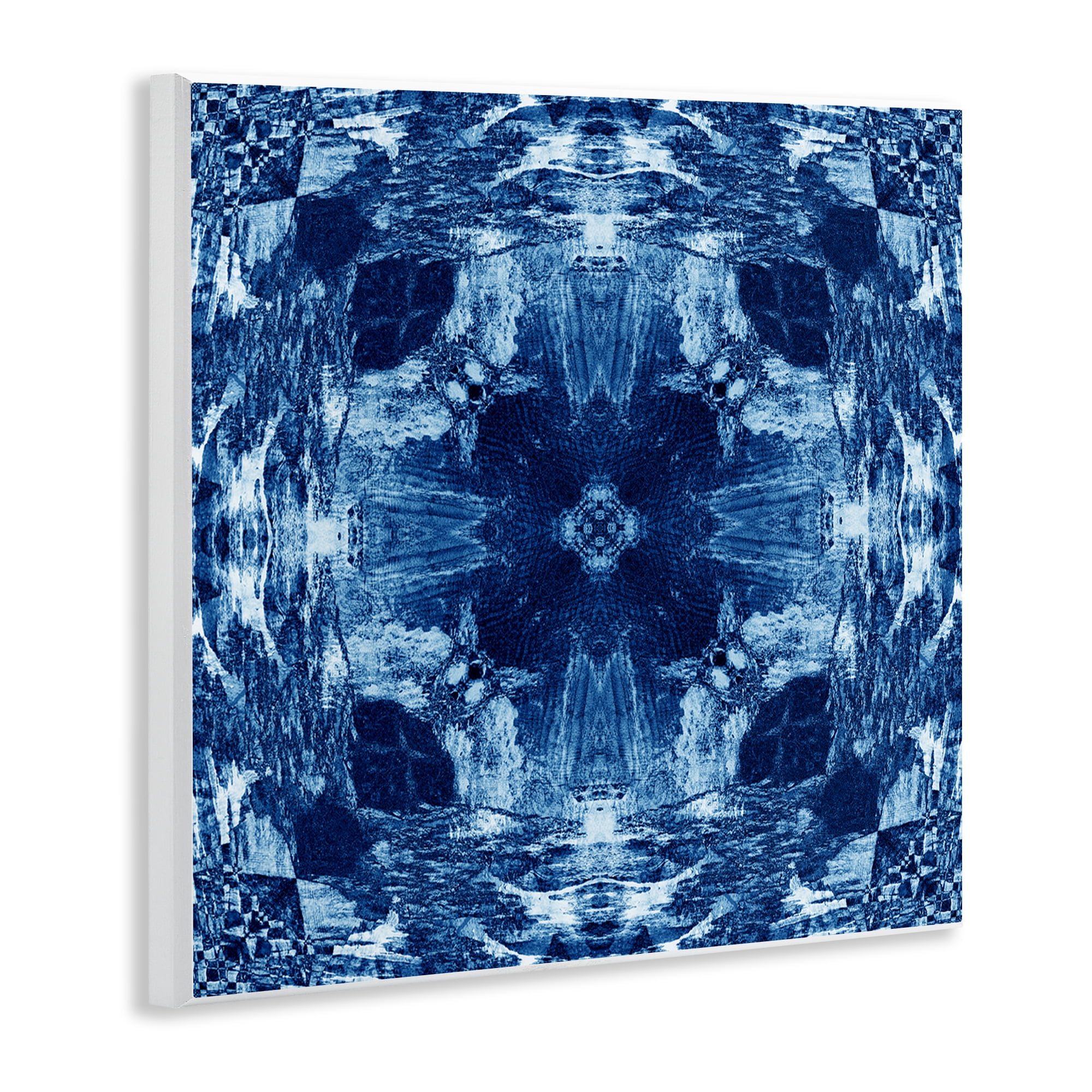 Stupell Industries Blue Mirrored Symmetry Abstract Painting Unframed Art Print Wall Art, 12 x 12