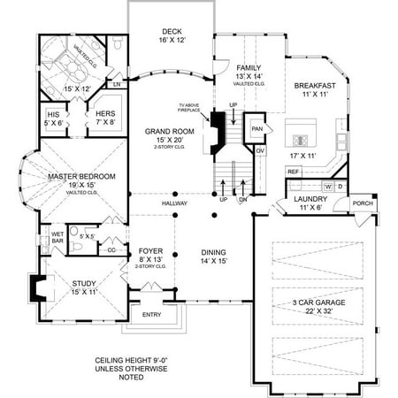 TheHouseDesigners 5989 Colonial House  Plan  with Basement 