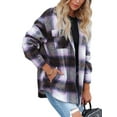 thumbnail image 2 of Women'S Flannel Plaid Shacket Fall Outfits Long Sleeve Button Down Shirts Jacket Coats with Side Pockets L, 2 of 9