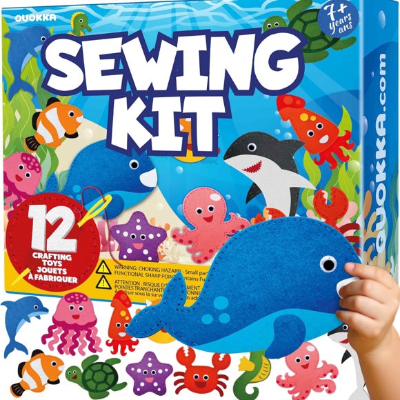 Quokka Kids Craft Ages 4-8 - Arts Craft pour Enfants Ages 6-8 Filles Garçons - Kit de Couture Animaux Marins Basique