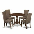 thumbnail image 2 of East West Furniture DMBA5-MAH-18 5 Piece Dining Set Contains 1 Drop Leaves Kitchen Table and 4 Brown Linen Fabric Kitchen Chair with High Back - Mahogany Finish, 2 of 10