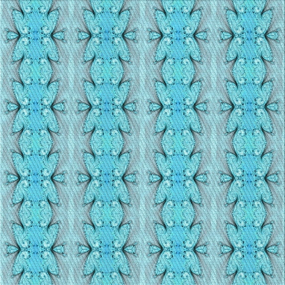 Ahgly Company Indoor Square Patterned Macaw Blue Green Area Rugs, 6' Square