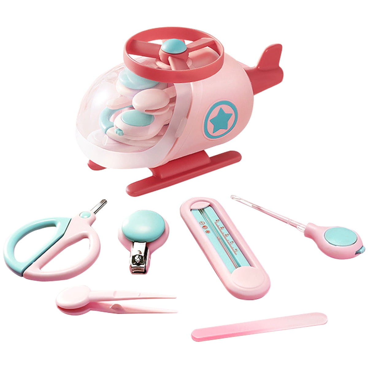 Ghopy 6 in 1 Baby Nail Kit Safe to Use Pedicure kit with Cute Airplaneshaped Case Baby Manicure