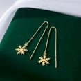 thumbnail image 5 of 925 Sterling Silver Christmas Snowflake Earrings Dangle Chain for Women Teens Snowflake Dangle Earrings Long Threader Earrings, 5 of 11