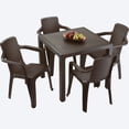 thumbnail image 4 of Comedor Plástico 4 Sillas Apilables 1 Mesa Apariciencia Rattan Interior Exterior Ideal Patio Jardín Terraza Alberca Playa RIMAX, 4 of 8