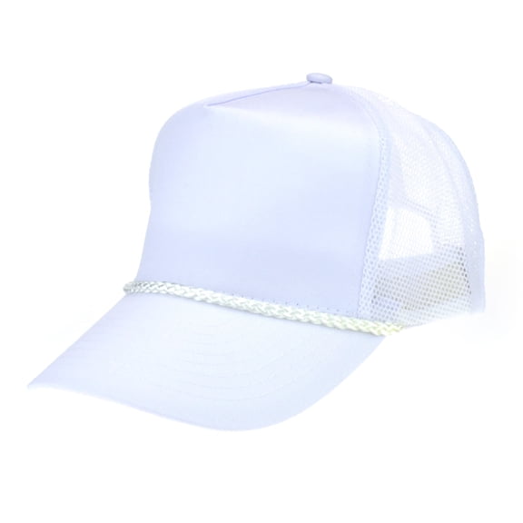 Classic Mens 5 Panel Twill Mesh Trucker Hat White
