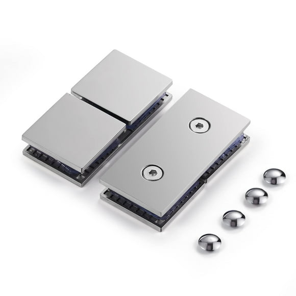 Ranbo Square Frameless Glass Clamp Connector for Shower Door Fixed Panel, Corner Clamp, 304 Stainless Steel, 5/16" - 1/2" (8-12 mm) Thickness, 2 PC, Polished Chrome