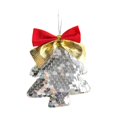 thumbnail image 2 of Sequins Christmas Tree Shape Hanging Ornaments Home Party Decor,Glitter Christmas Tree Decor Red and Silver Christmas Decorations(C), 2 of 6