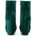 thumbnail image 3 of DARING DIVA Platform Block Heels Faux Velvet Ankle Boots Green 10, 3 of 7