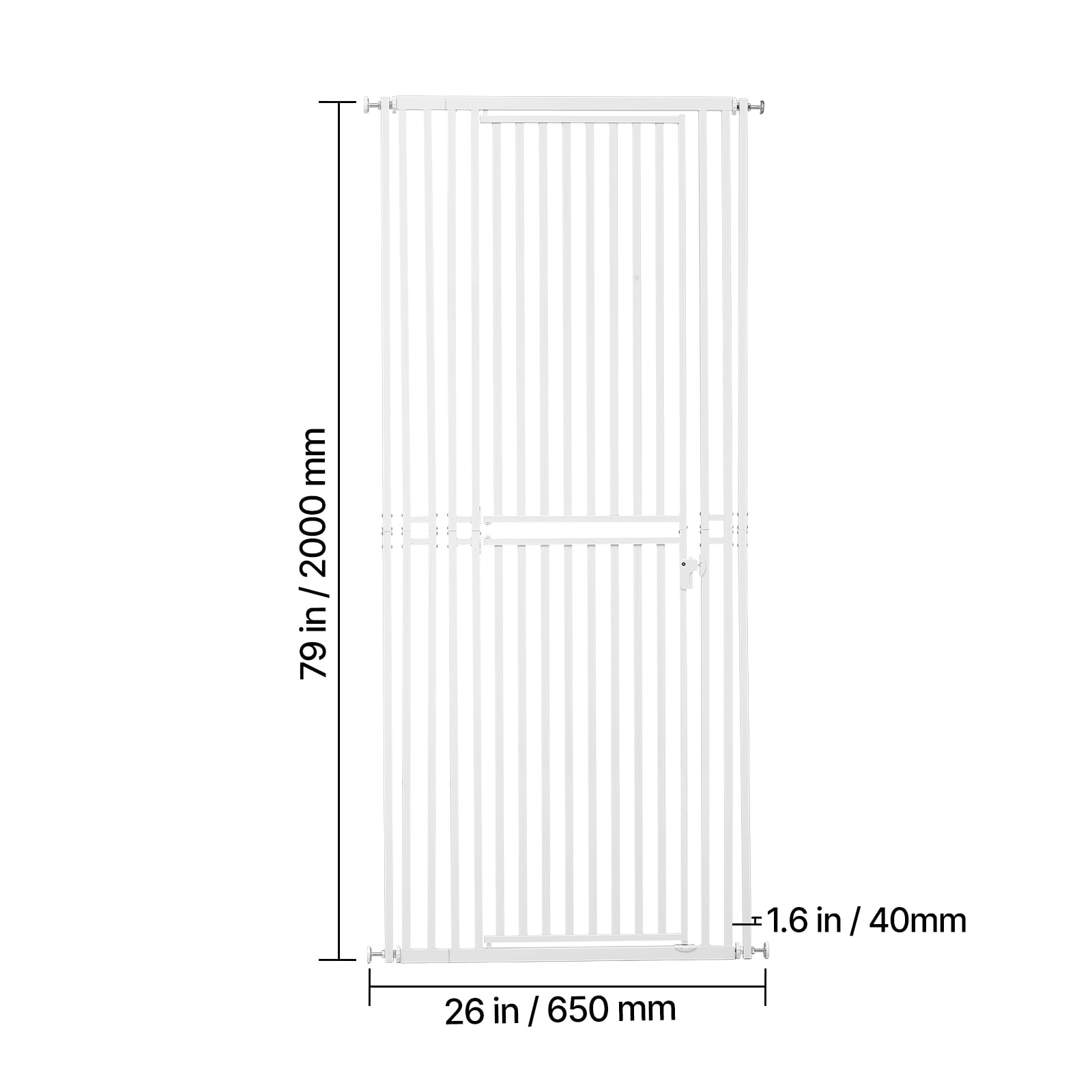 VEVOR Extra Tall Pet Gate for Cats, 28-34 in  Adjustable Width, 78.7 in High Dog Gate, with Pressure Mount Kit and Wall Mount Kit, 1.2 in Narrow Bar Spacing, for Stairs, Doorways, and House, Black