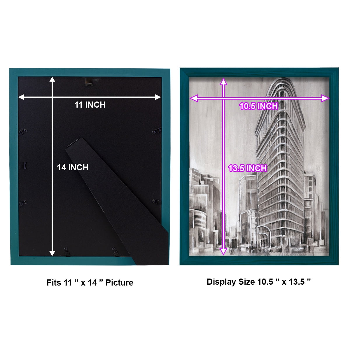 Art Deco Cityscape II -Framed Print w/glass-Ocean Blue