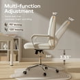 thumbnail image 4 of HomeZeer White Office Chair, Swivel Computer Desk Chair with Wheels and Padded Arms, PU Leather Ergonomic Design Task Chair with Height & Tilt Adjustable for Home Office, 4 of 8