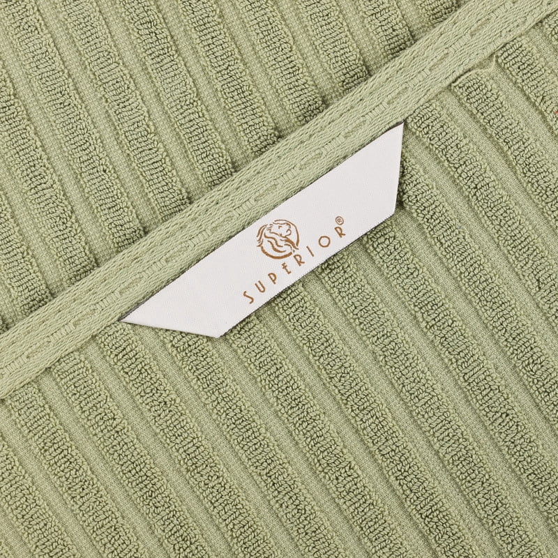 Superior Soho Ribbed Cotton 3-Piece Assorted Towel Set, Sage
