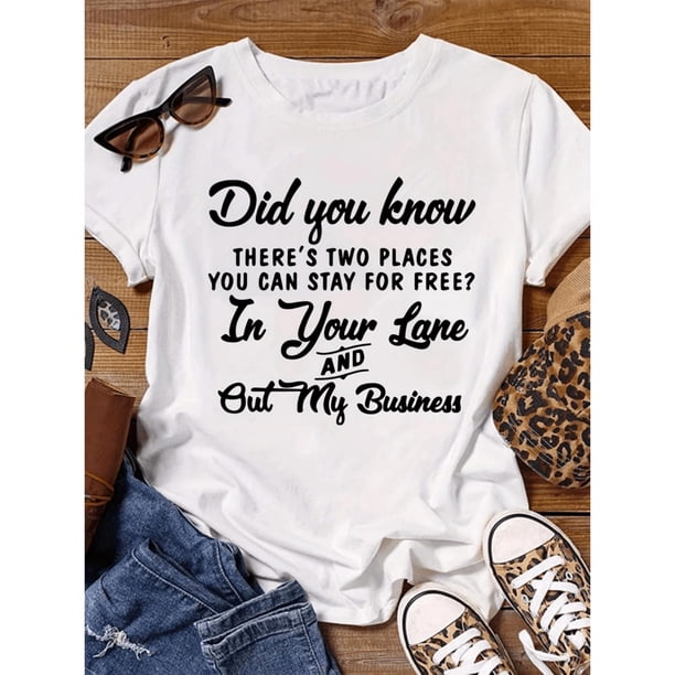 Stylish Round Neck Short Sleeve T-Shirt With Letter Print For Women Fashion
