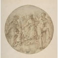 thumbnail image 3 of Battista Franco 15x15 Black Modern Framed Museum Art Print Titled - Three Allegorical Figures in a Roundel (1510-61), 3 of 5