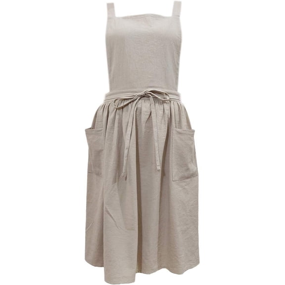Women Girls Vintage Apron Gardening Works Cross Back Pinafore Dress