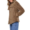 thumbnail image 4 of Abrigos de piel sintética INSPIRE CHIC para mujer, chaqueta de forro polar con solapa y botones, exterior marrón, 4 of 6