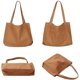 thumbnail image 5 of Bolso de mano de lona para mujer, bolso de trabajo informal, bolsos de compras de gran capacidad con bolsillo interior (marrón), 5 of 5