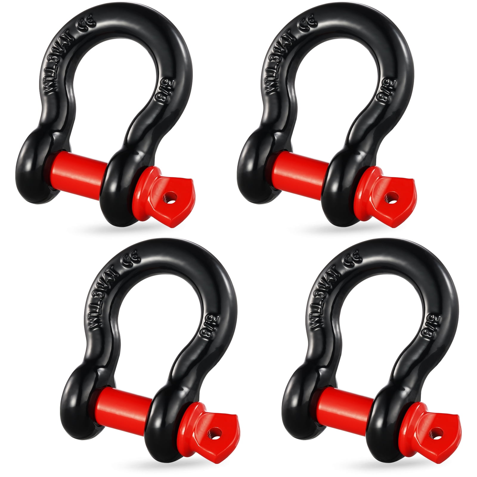 KFFKFF 5/8" D-Ring Shackle, Set of 4 Alloy Steel Shackles with 28660 lbs (13 Ton) Break Strength, 3/4" Screw Pin Included, Robust Off Road Vehicle Recovery Shackle, Towing Gear for Jeep Truck, Black