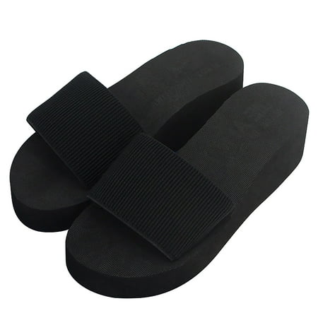 

Puntoco Women High heel sandals clearance Summer Slope Heel Flip-flop Beach Slippers Non-slip Platform Shoes