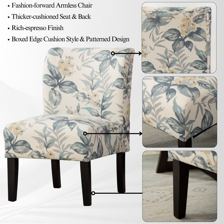 Roundhill Furniture Capa Armless Contemporary Accent Chair, Blue photo 3