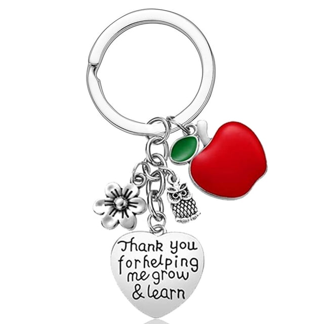 Llavero de acero inoxidable con forma de búho y letra, regalo para el día del maestro